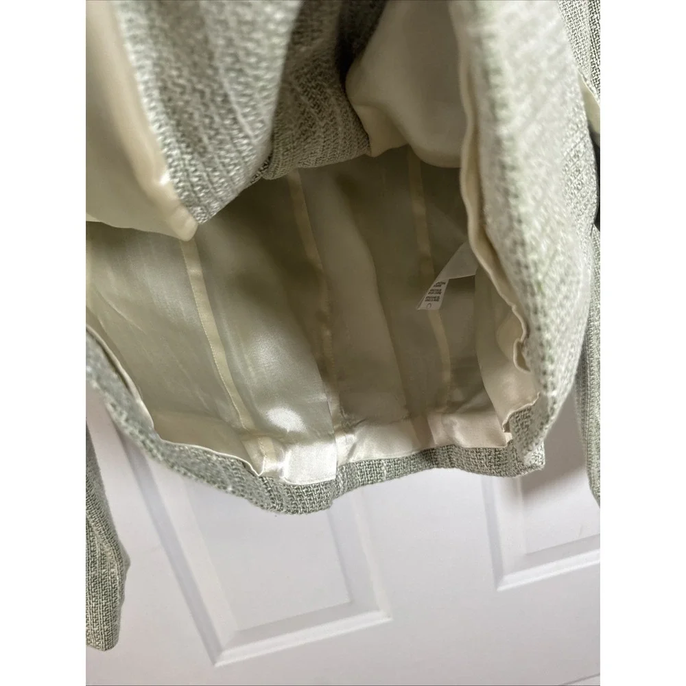 Michael Kors Womens Linen Blend Blazer Jacket Size 8 Light Green Textured Summer